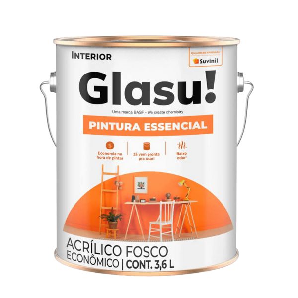 Tinta Acrílica Glasu Branco Fosco 3,600L