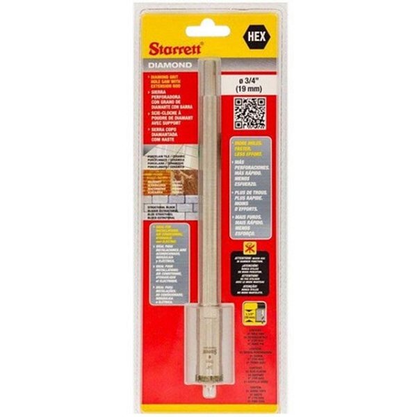SERRA COPO DIAMANTADA 19mm COM HASTE 150mm - STARRETT