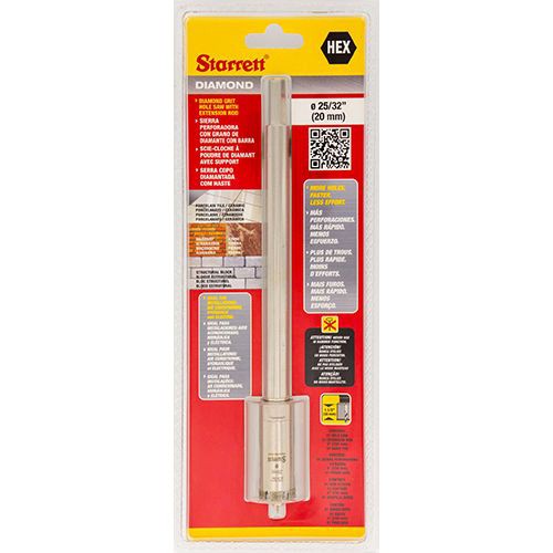 SERRA COPO DIAMANTADA 20mm COM HASTE 150mm - STARRETT