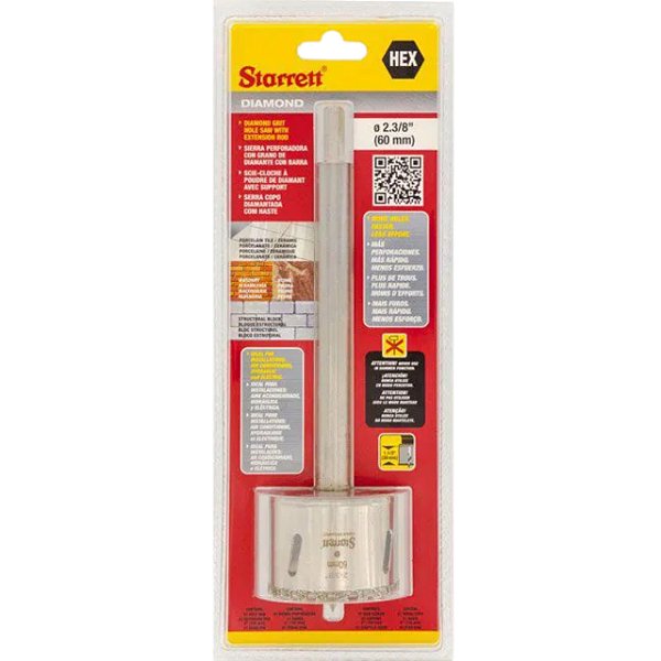 SERRA COPO DIAMANTADA 60mm COM HASTE 150mm - STARRETT