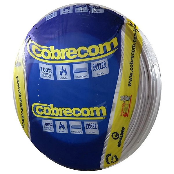 CABO FLEXÍVEL 6mm² 750V BRANCO 100M - Cobrecom