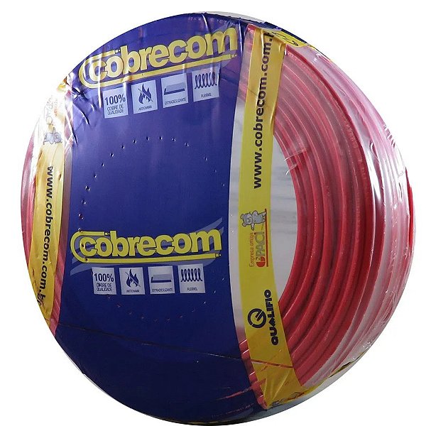 CABO FLEXÍVEL 6mm² 750V VERMELHO 100M - Cobrecom