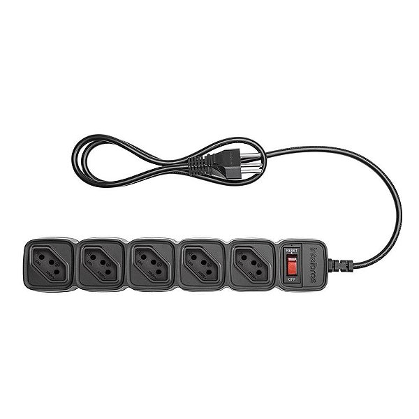 Protetor Dps Intelbras Filtro De Linha 5 Tomadas Epe 205+ Bivolt Preto Microdisjuntor - 4824203