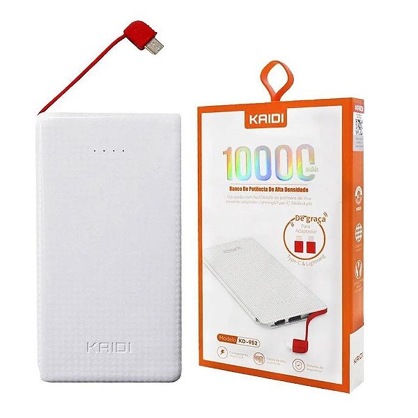 Carregador Portátil Power Bank Kaidi 10000mAh Rápido KD-951