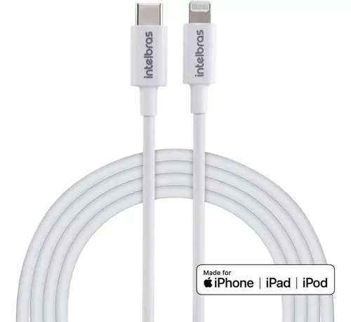 Cabo USB-C para Lightning 1,2m PVC Branco Intelbras EUCL 12PB
