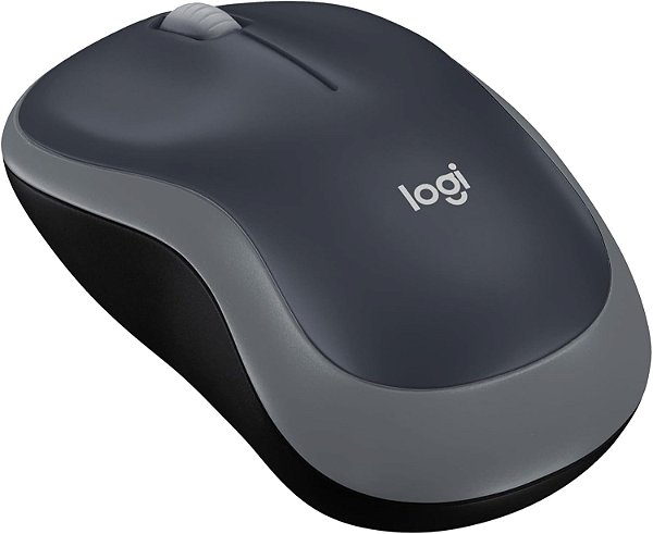 Mouse sem fio Logitech M185 com Design Ambidestro Compacto, Conexão USB, Frequência de 2.4 GHz e Pilha Inclusa - Cinza