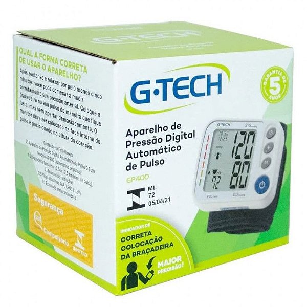 Aparelho De Pressão Digital Automático De Pulso G-Tech GP400