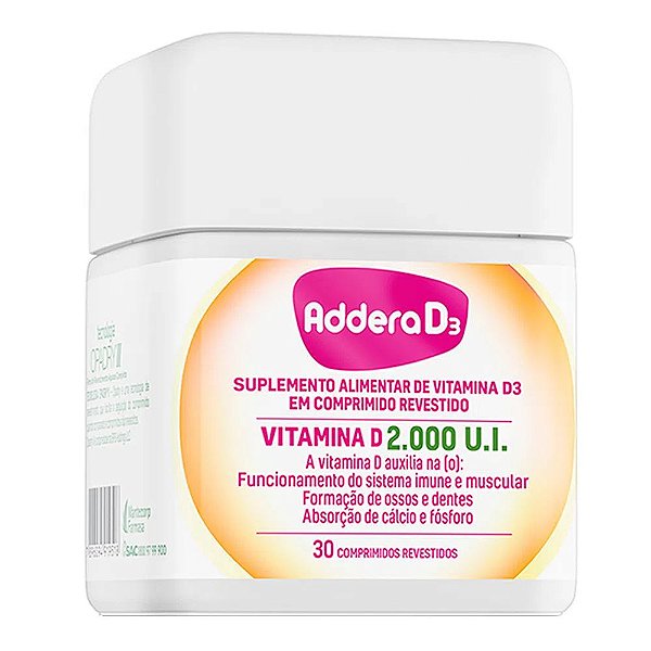 Suplemento Alimentar Addera D3 2.000UI 30 Comprimidos Revestidos