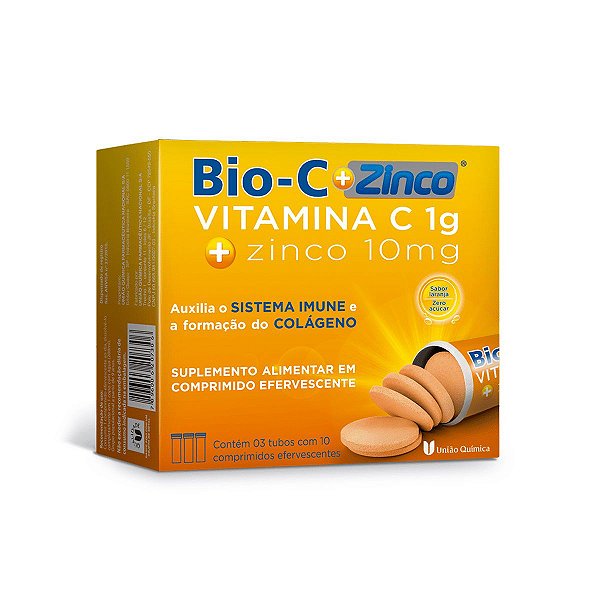 Bio-C + Zinco Sabor Laranja 30 Comprimidos Efervescentes