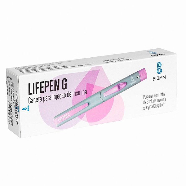 Lifepen G Roxa Caneta Aplicadora De Insulina Para Glargilin 1 Unidade De 3ml