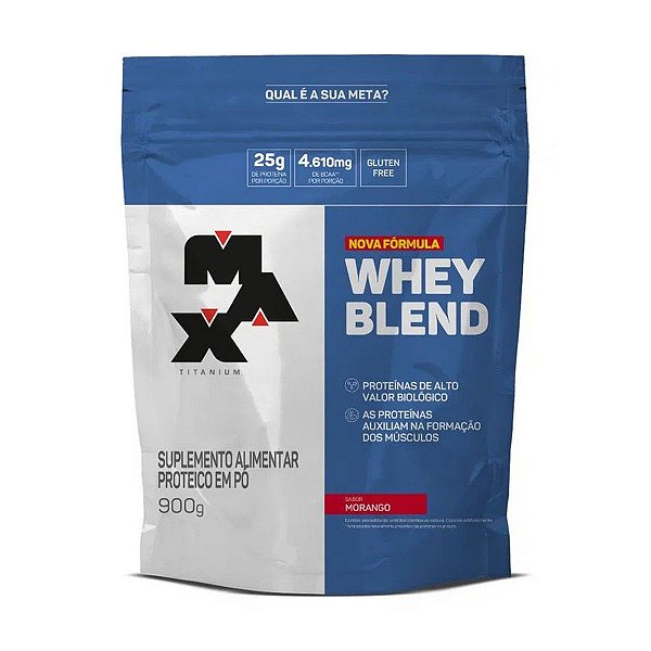 Max Titanium Whey Blend Morango Refil 900g