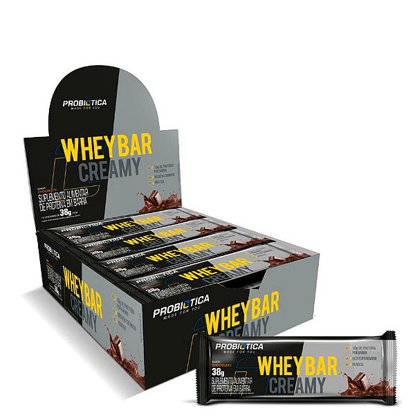 Whey Bar Creamy Probiótica Chocolate 12 Unidades De 38g Cada