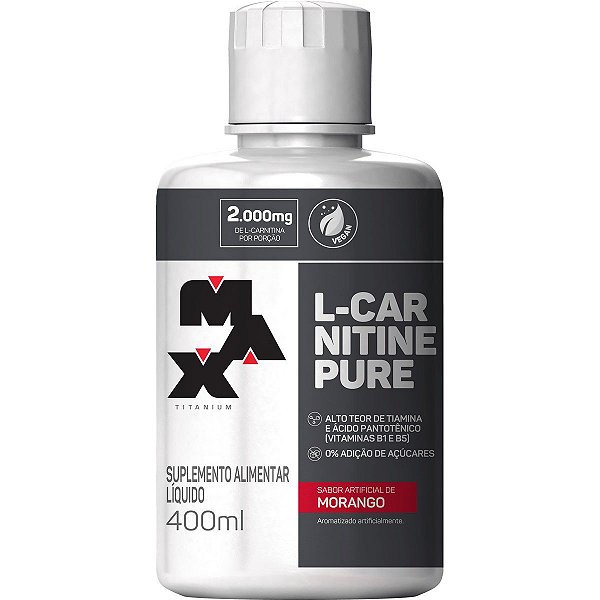 Suplemento Líquido L-Carnitine Pure Max Titanium Morango 400ml