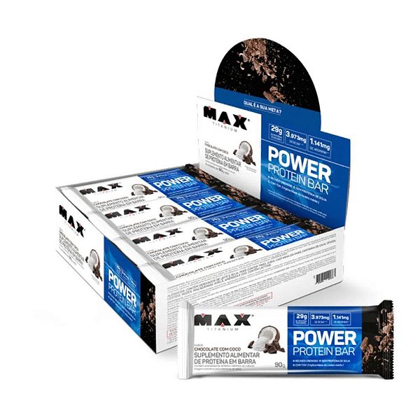Barra Power Protein Bar Chocolate Com Coco 8 Unidades De 90g