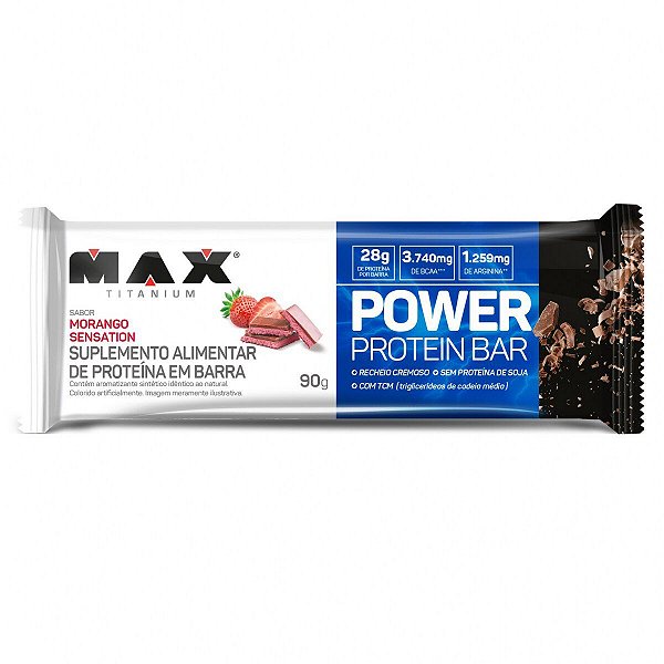 Barra Power Protein Bar Max Titanium Morango Sensation 90g