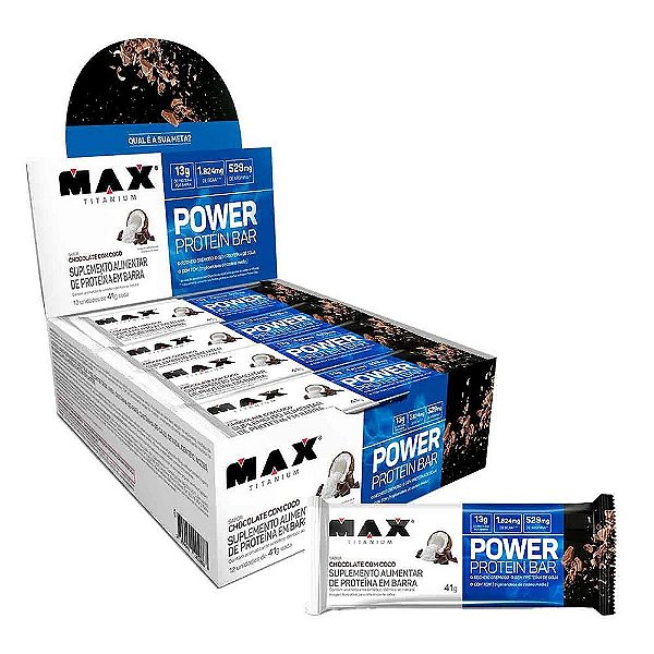 Barra Power Protein Bar Chocolate Com Coco 12 Unidades De 41g