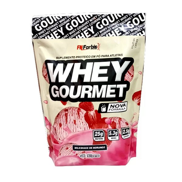 Suplemento Em Pó Whey Gourmet Milkshake De Morango Refil 907g