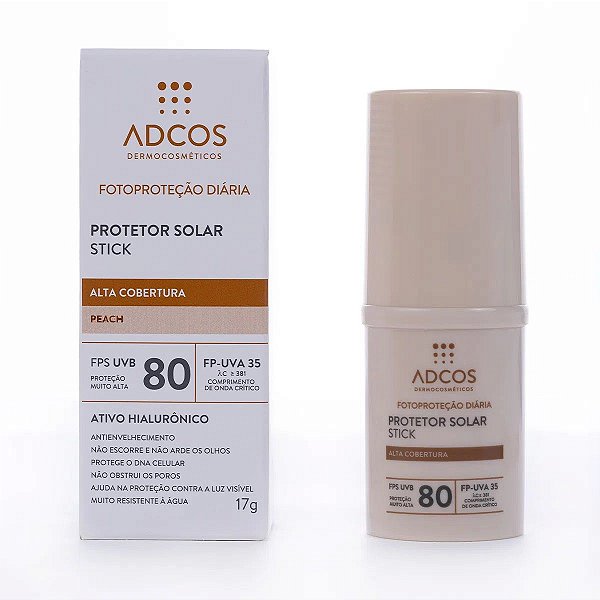 Protetor Solar Adcos Stick Alta Cobertura FPS80 Peach 17g