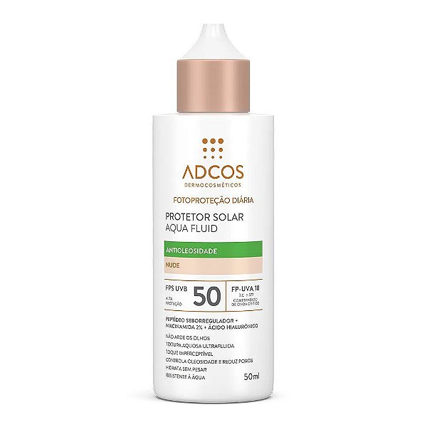 Protetor Solar Facial Adcos Aqua Fluid FPS50 Cor Nude 50ml