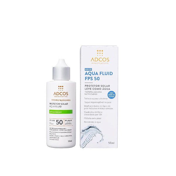 Protetor Solar Facial Adcos Aqua Fluid FPS50 Incolor 50ml