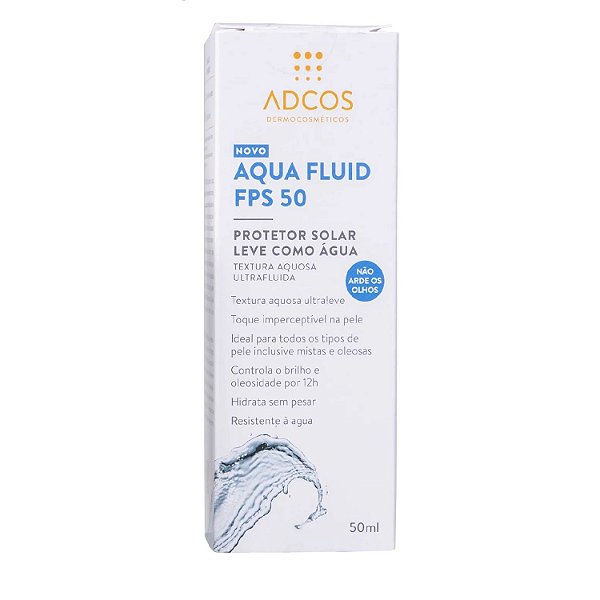 Protetor Solar Facial Adcos Aqua Fluid FPS50 Incolor 50ml