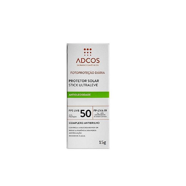 Protetor Solar Facial Adcos Stick Ultraleve FPS50 Incolor 15g