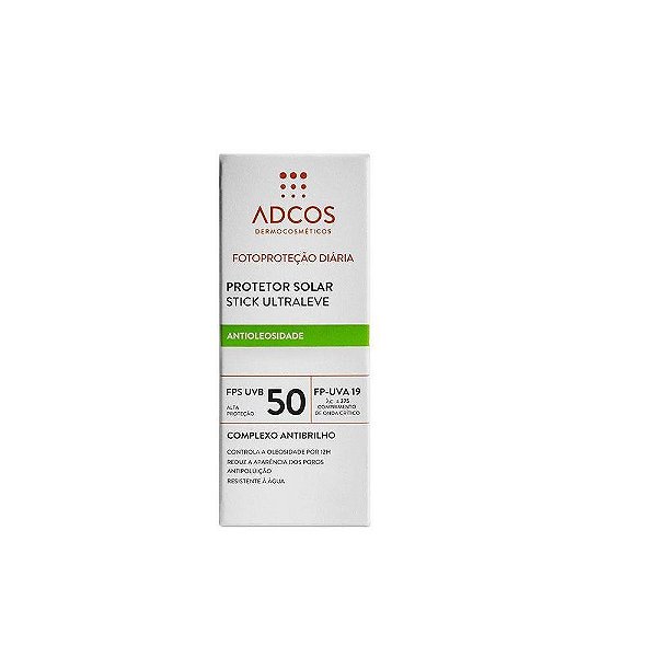 Protetor Solar Facial Adcos Stick Ultraleve FPS50 Incolor 15g