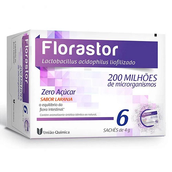 Suplemento Em Pó Florastor Sabor Laranja 6 Sachês De 4g Cada