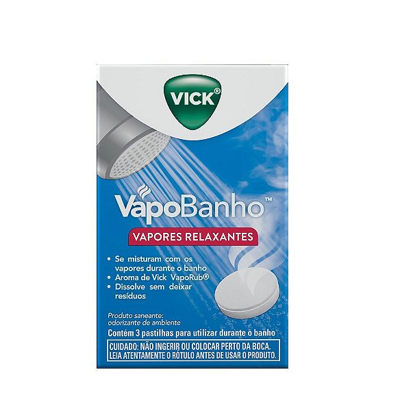 Vick VapoBanho Vapores Relaxantes Com 3 Pastilhas