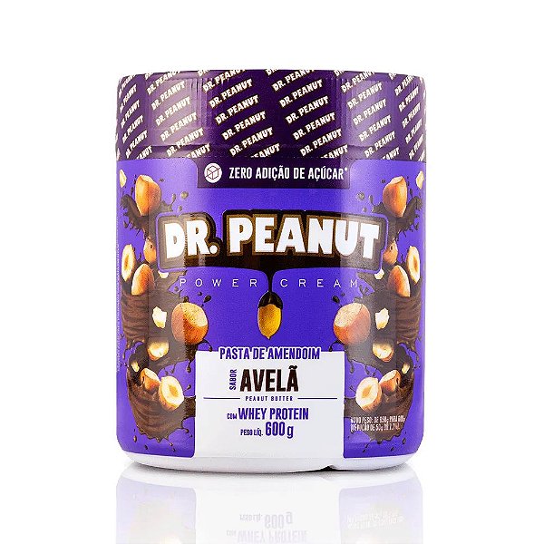 Pasta De Amendoim Dr. Peanut Power Cream Sabor Avelã Com Whey Protein Pote 600g