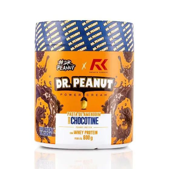 Pasta De Amendoim Dr. Peanut Power Cream Sabor Chocotine Com Whey Protein Pote 600g