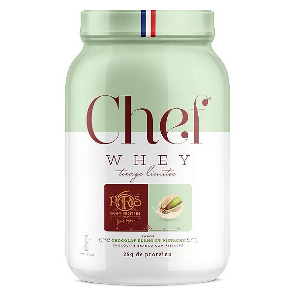 Suplemento Alimentar Em Pó Chef Whey Paris 6 Zero Lactose Sabor Chocolate Branco Com Pistache Pote 800g
