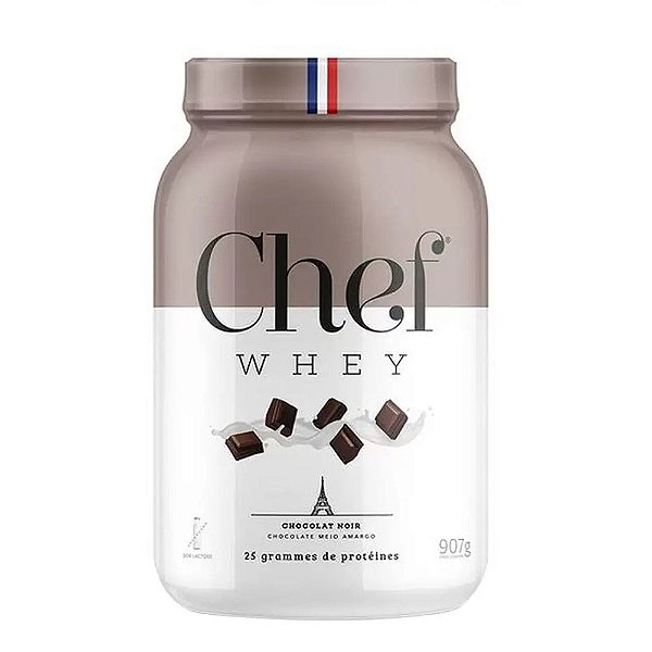 Suplemento Alimentar Em Pó Chef Whey Zero Lactose Sabor Chocolate Meio Amargo Pote 907g