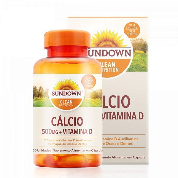 Suplemento Alimentar Sundown Naturals Cálcio 500mg + Vitamina D 100 Cápsulas Softgel