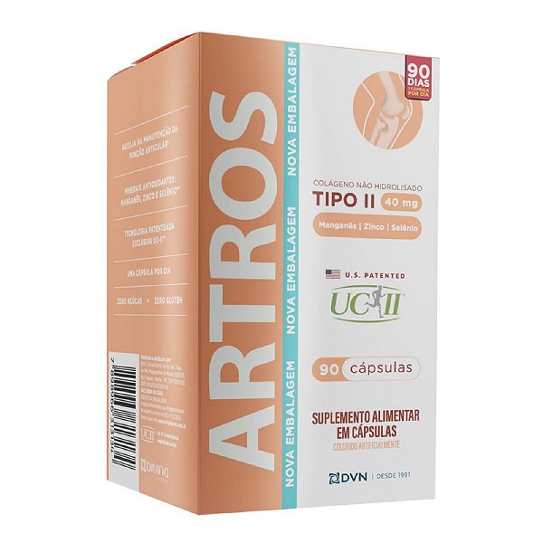 Suplemento Alimentar Artros Colágeno UC-II 40mg 90 Cápsulas
