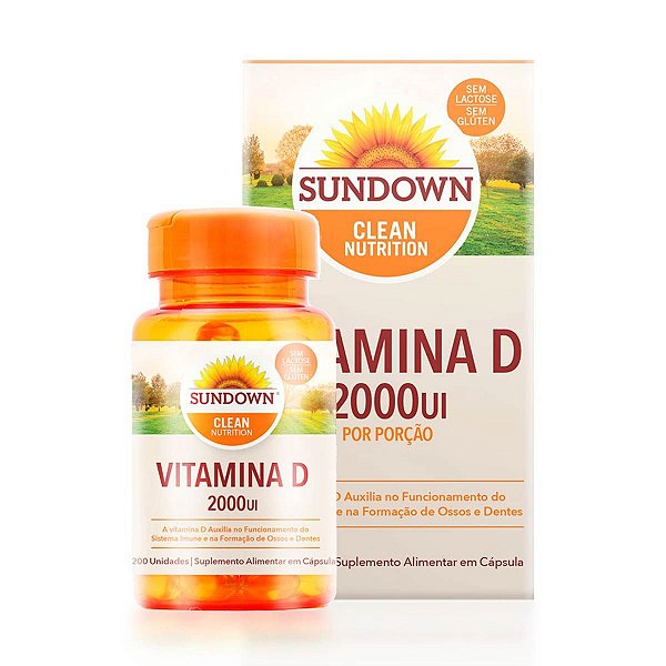 Suplemento Alimentar Vitamina D 2000UI Sundown Naturals 200 Cápsulas