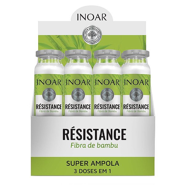 Super Ampola Inoar Résistance Fibra De Bambu 12 Unidades 45ml