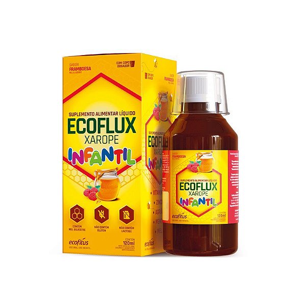 Suplemento Líquido Ecoflux Xarope Infantil Ecofitus Sabor Framboesa 120ml