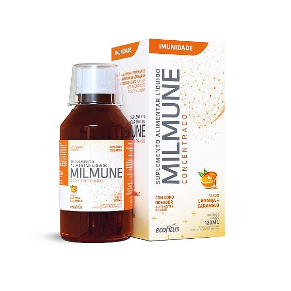 Suplemento Líquido Ecofitus Milmune Concentrado Sabor Laranja Com Caramelo 120ml