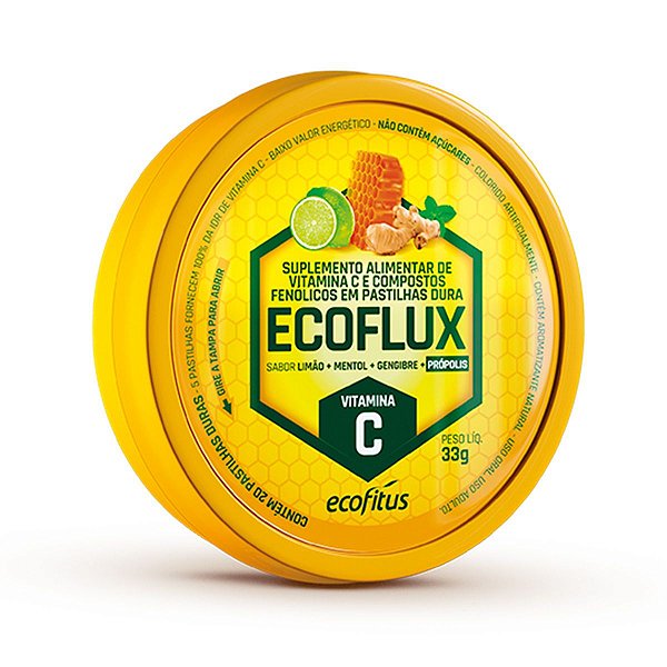 Suplemento Em Pastilhas Ecoflux Vitamina C Ecofitus Sabor Limão Lata 33g