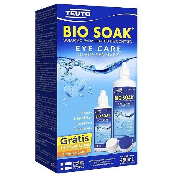 Kit Bio Soak Solução Para Lentes De Contato 480ml Com Estojo