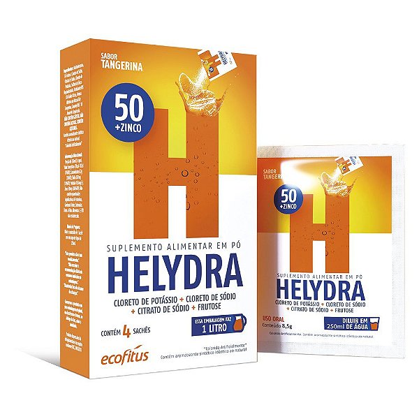 Suplemento Em Pó Helydra Tangerina Com 4 Sachês De 8,5g Cada