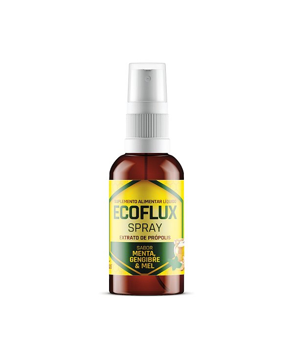 Suplemento Líquido Ecoflux Spray Menta, Gengibre E Mel 30ml