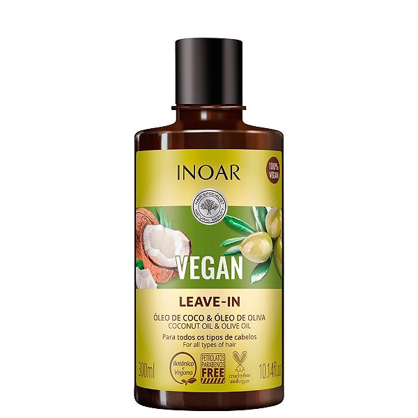 Leave-In Inoar Vegan Óleo De Coco E Óleo de Oliva 300ml