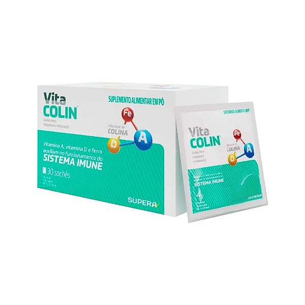Suplemento Alimentar Em Pó Supera Vita Colin Sem Sabor Com 30 Sachês De 4g Cada