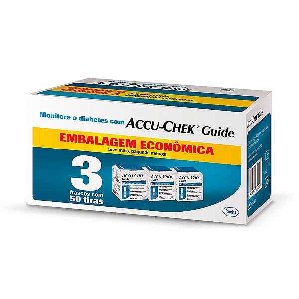 Tiras Medidoras Accu-Chek Guide 3 Caixas 50 Unidades Cada