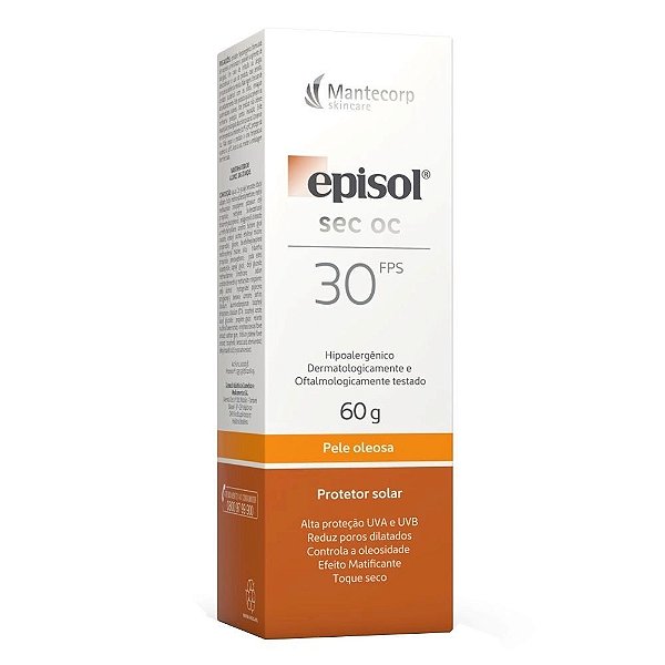 Protetor Solar Facial Mantecorp Episol Sec OC FPS30 Sem Cor 60g