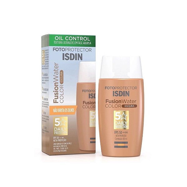 Protetor Solar Facial ISDIN Fusion Water Color 5 Stars FPS50 Cor Escura 50ml