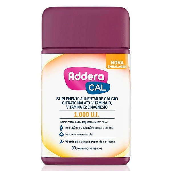 Suplemento Alimentar Addera Cal 1.000UI 90 Comprimidos Revestidos