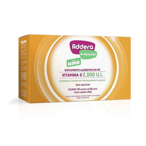 Addera +Muscular 2000UI Sabor Maçã Verde 30 Sachês De 6g